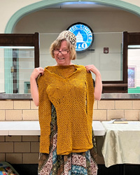 The Queen of Tacky models the first prize winner