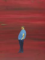 Lone Figure (D. Trump?) in a Seascape of Alienation (Study in Red and Blue)